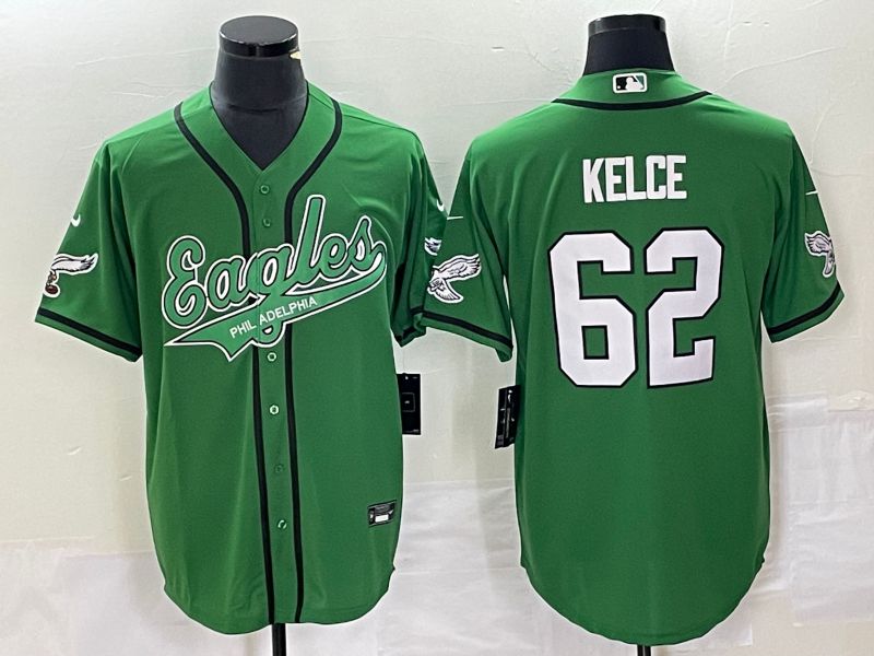 Men Philadelphia Eagles #62 Kelce Green Co Branding Game NFL Jersey